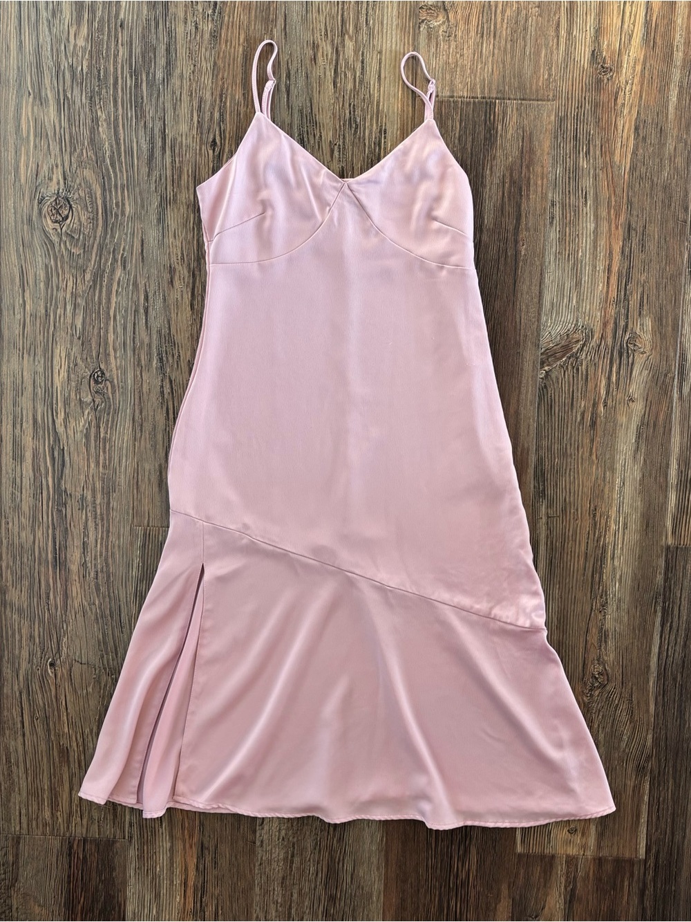 Nasty Gal Midi Slip Dress Sz 6 Textured Soft Pink Spaghetti Straps Slit Side Zip